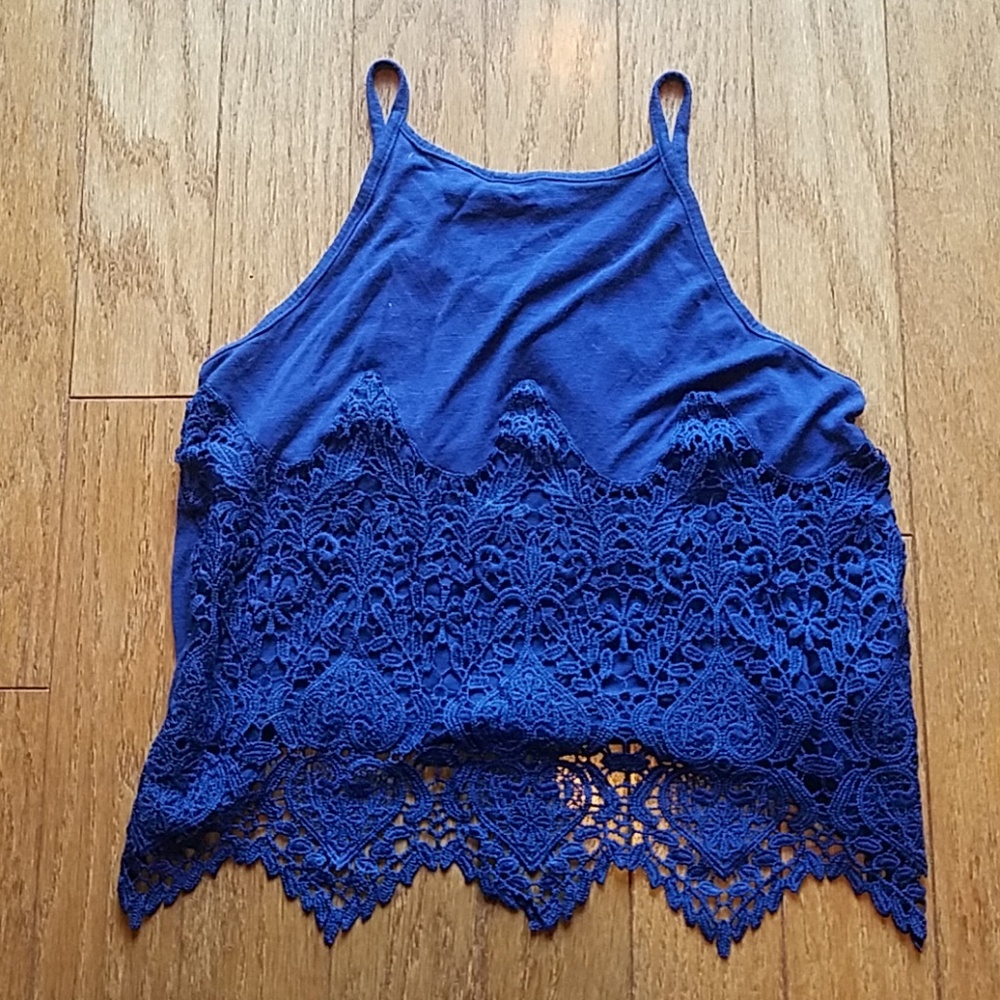 Blue Lace Tank Top